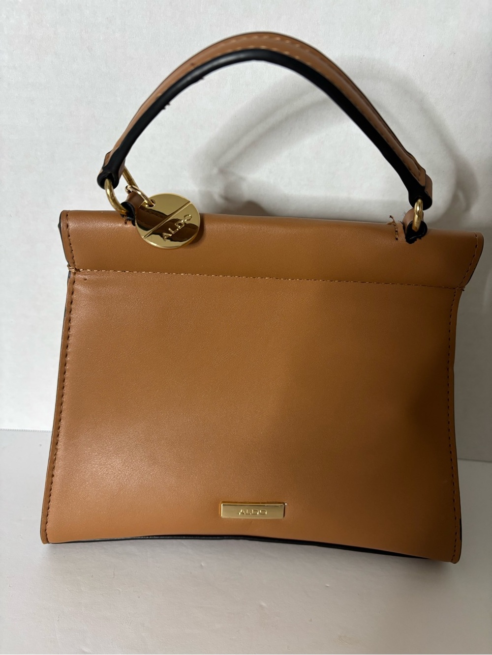 Aldo Caramel Tan Top-Handle Mini Bag with Gold Hardware